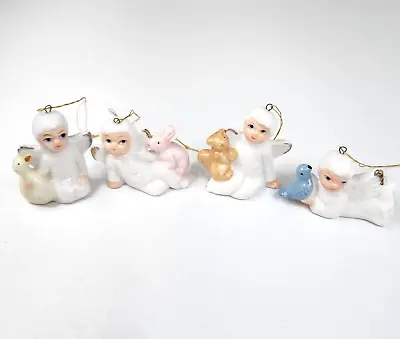Buy Vtg Bone China Ornaments X4 Angels With Animals 2  Christmas Around The World • 9.58£