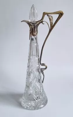 Buy Art Nouveau Cut Glass Claret Jug Silver Plated Mount Large Size German • 100£