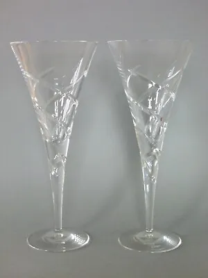 Buy Pair Royal Doulton Crystal 2 XL Toasting Flute Glasses: Champagne 10  Swirl Cut • 60£
