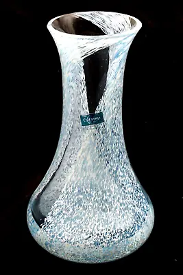 Buy Caithness Crystal Glass Small Handmade Blue White Swirls Bud Vase 12cm • 8.99£