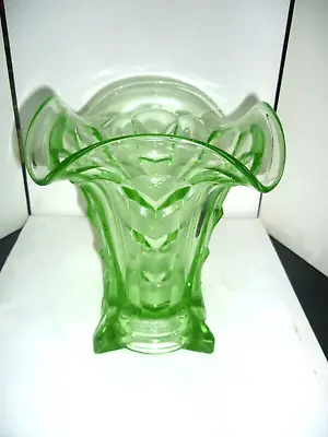 Buy Deco Green Pressed Glass Vase • 38£