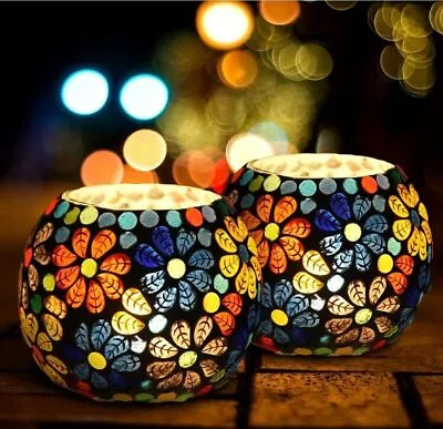 Buy Handmade Mosaic Glass Candle Holder Centerpiece Tealight Holders Vase Gifts • 63.96£