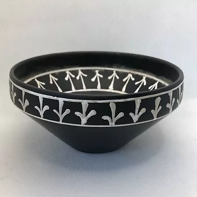 Buy Beautiful 1950s Larholm Norway Black & White Stoneware Pottery Bowl MCM Studio • 35£