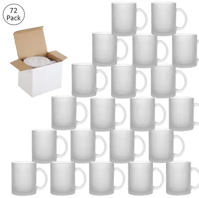 Buy Sublimation Mugs 11oz Borosilicate Frosted Glass Large Handle Free Gift Boxes • 104.99£
