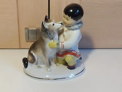 Buy Lomonosov Eskimo Yakut Boy And Husky Porcelain Figurine Made In Ussr Vgc • 40£