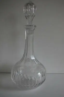 Buy A Lovely Vintage Cut Glass Decanter Etched With Grapevines And Leaves 34cm Tall. • 19.99£