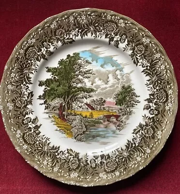 Buy Country Style W.H. Grindley Co Ltd Plate Brown Illustrated Hand Engraving 26cm • 4.99£