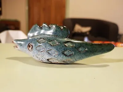 Buy Gorgeous Ceramic Fish Ornament, Blue/green Glaze, 12cm Long Studio Pottery Art • 12£