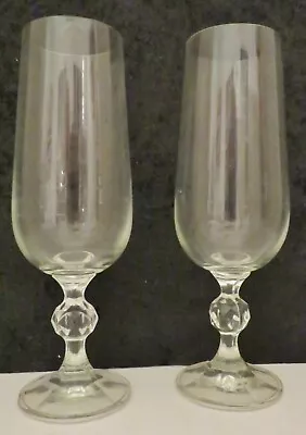 Buy 2 Import Associates Claudia Champagne Flutes 6.75  Clear Crystal Ball Stem - EUC • 9.54£
