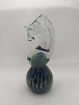 Buy Signed Mdina Malta Glass Seahorse Paperweight Ornament Decoration Blue Green  • 5.95£