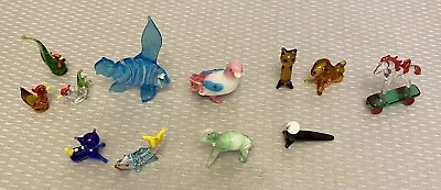 Buy Vintage Miniature Mini Hand Blown Art Glass Animal Menagerie Lot 12 Cat Fish • 28.37£