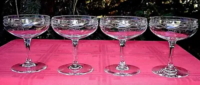 Buy Byzantine Baccarat 4 Tall Sherbet Glasses Champagne Cut Crystal Engraved Empire • 154.14£