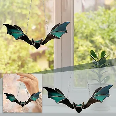 Buy 1PC Halloween Bat Stained Glass Suncatcher Window Hanging Acrylic Wall Art Decor • 4.25£