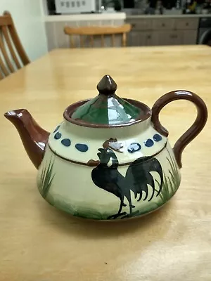 Buy Vintage Longpark Pottery Torquay Motto Ware Teapot 96N3 Black Cockerel  • 8£