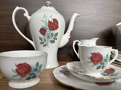 Buy Vintage Fine Bone China Made In England Rose Tea Coffee Set • 15£