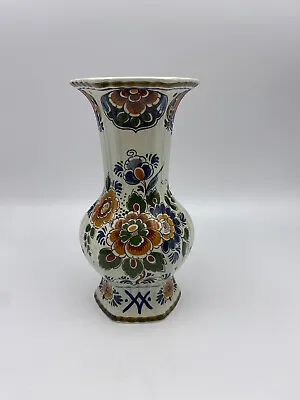 Buy Vintage Delft Polychroom 8  Floral Pattern Vase • 42.68£