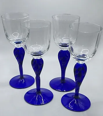 Buy Vintage Estate Cobalt Blue Crystal Handblown Wine / Sherry Glasses Hungary • 11.44£