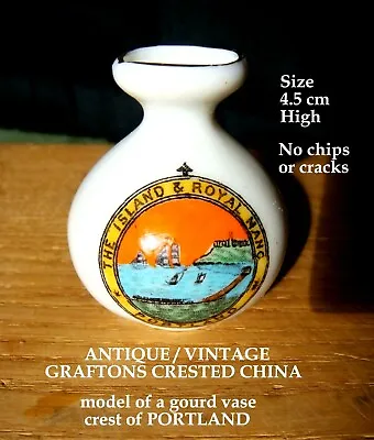 Buy Vintage GRAFTON Crested China Gourd Vase With The Crest Of PORTLAND • 1.99£