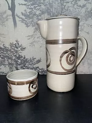 Buy Vintage Abaty Studio Stoneware Pottery Coffee Pot And Sugar Bowl • 10£