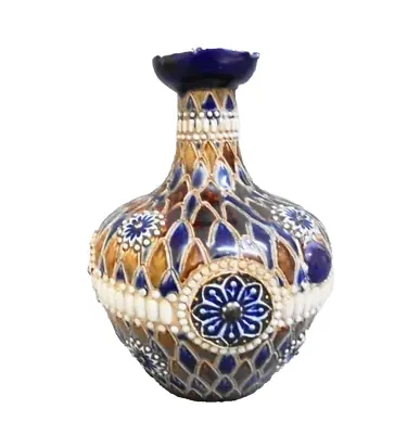 Buy Doulton Lambeth Stoneware Oil Flagon/Vinaigrette By Elizabeth Atkins 1882-1891 • 95£