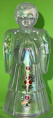Buy Fenton Glass Hand Painted Snow Berry Crystal Carnival Angel Bell CHRISTMAS 1992 • 48.20£