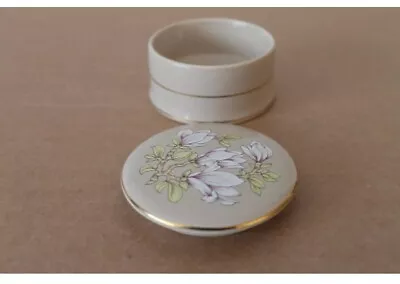 Buy Vintage Sadler Circular  Light Brown Floral  Trinket Pot With Lid & Gold Edging • 8.99£