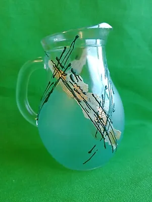 Buy Art Glass Small Painted Jug In Blue/green And Gold - 250ml • 8£