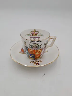 Buy Antique Royal Commemorative Coronation Edward VII & Alexandra 1902 Cup & Saucer • 9.99£