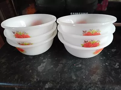Buy Vintage Pyrex Phoenix Opal-ware Red Rose Small Bowls X Set 6 Kitchen 1960s Retro • 17£