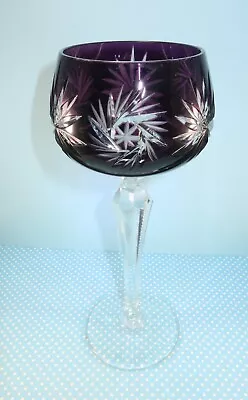 Buy Vintage Bohemian Etched Wine Glass Dark Purple Colored Crystal Goblet 7.5  • 13.43£