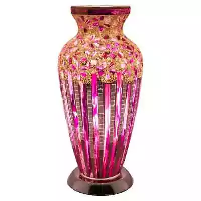 Buy Vase Lamp Bedside Table Pink Art Deco Mosaic Glass Mood Lighting Home Decor • 59.99£