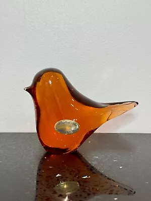 Buy Vintage Wedgewood Amber Glass Robin Paperweight From The 1970's • 9.99£