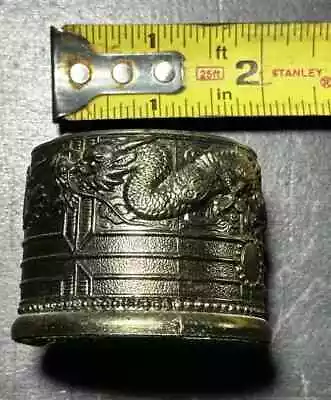 Buy Antique Old Bronze Brass Patina Paperweight Candle Holder Dragon Design Cup • 9.62£