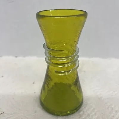 Buy Crackle Glass Bud Vase Vintage Green 4” • 14.38£
