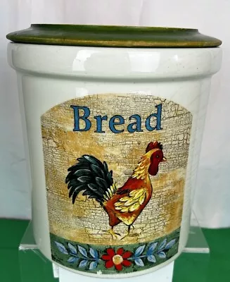Buy TG Green Cloverleaf Bread Bin Cockerel Design 27cm Cream Earthenware & Wood Lid • 22.99£