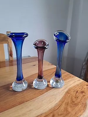 Buy Swedish Aseda Art Glass Jack In The Pulpit Bone Vases X3 • 15£