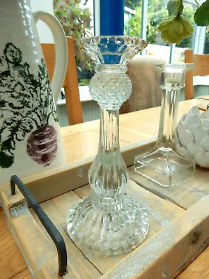 Buy Vintage TALL Glass Candlestick FRENCH Style Decorative Heavy 500g Ornate 21cm 8  • 12.10£