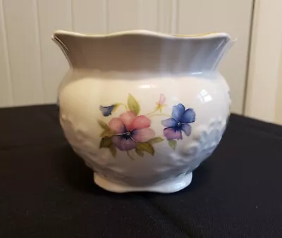 Buy Maryleigh Pottery Handcrafted Vase Vessel England Violets Gold Trim Flowerpot  • 12.28£