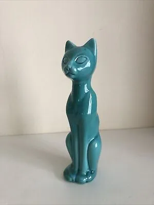 Buy ANGLIA POTTERY TURQUOISE CAT C1970's MADE IN ENGLAND LINCOLNSHIRE • 15£