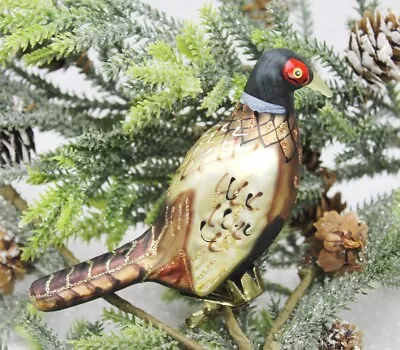 Buy Gisela Graham Christmas Painted Glass Clip On Pheasant Bauble Decoration • 8.99£