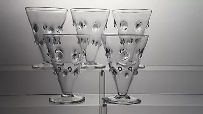 Buy 5 Early Thomas Webb ? Dimple Iced Tea  Footed Glasses Goblets Unsigned • 36£