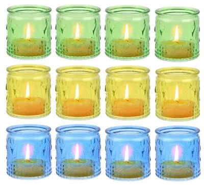 Buy 12pcs Vintage Tea Light Candle Holders, Glass Tea Light Candle Holders, Colorful • 12.99£