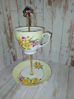 Buy Vintage Duchess Bone China, Daffodil Cup And Saucer Trinket Stand, Sugar Stand • 15£