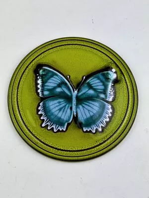 Buy Hornsea Plaque With Green Background And Large Blue Butterfly, 16cms, Circa 1... • 65£