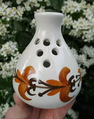 Buy Lovely Vintage Hand-painted Brown Fuchsia Pattern Jersey Pottery Stem Bud Vase • 6£
