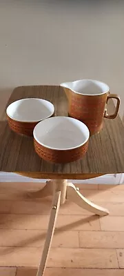 Buy HORNSEA Pottery  SAFFRON  Vintage Milk Jug 2 Cereal Bowls • 7£