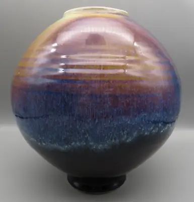 Buy Studio Pottery Multicolored Moon Jar/Vase Art Pottery Home Decor Signed RARE • 474.17£