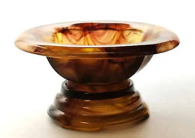 Buy Art Deco 1930s Davidson 1907TD Amber Cloud Glass Flower Bowl & Plinth • 19.99£
