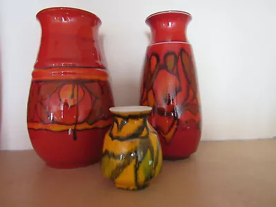Buy Vintage Poole Pottery Delphis Vases X 3 ...9  X 2 .. 3 1/2  X 1 • 90£