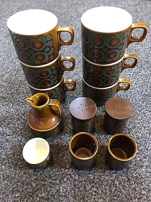 Buy Set Of 12 Hornsea Pottery Bronte Items - 6 Cups, Oil Jar, Egg Cup Etc. • 30£